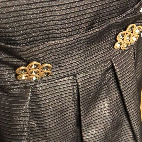 Nanette Lepore Womens Empire Waist Dress 0 Black Taffeta Cap Sleeve Goth Shimmer - Picture 2 of 4